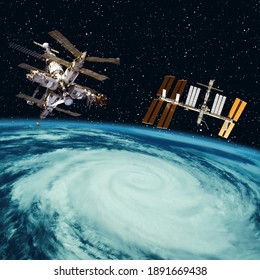 Space stations above the earth. The elements of this image furnished by NASA.