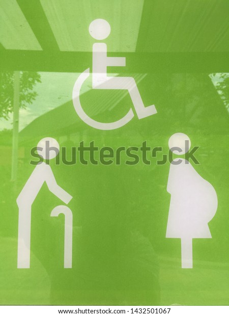 Space symbol for pregnant people Old people and\
disabled people