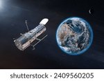 Space telescope the Hubble near by Earth planet. Elements of this image furnished by NASA.