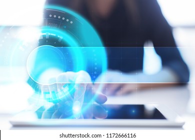 Space for text on Abstract background. Virtual screen futuristic interface. Innovation technology internet and modern business concept. - Shutterstock ID 1172666116