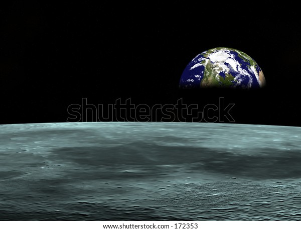 Space travel, Earth at the\
horizon