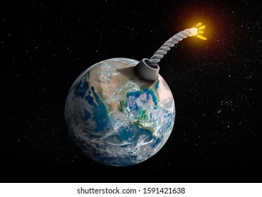 Space View Earth Changed Into Bomb Stock Photo 1591421638 | Shutterstock