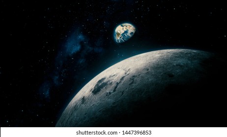 Space View From Moon To Earth