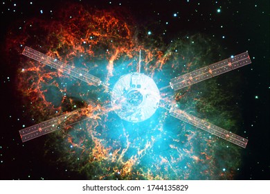 Spacecraft launch into space. Cosmos art. Elements of this image furnished by NASA - Shutterstock ID 1744135829