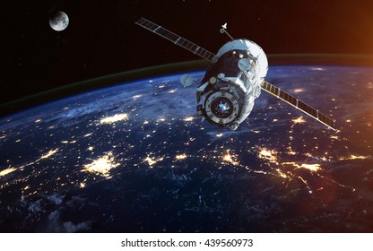 Spacecraft Launch Into Space. Elements of this image furnished by NASA. - Shutterstock ID 439560973