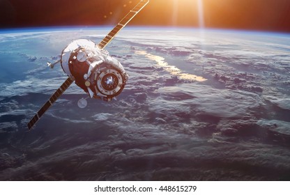 Spacecraft Launch Into Space. Elements of this image furnished by NASA.