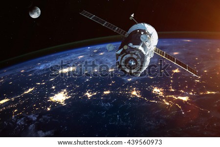 Spacecraft Launch Into Space. Elements of this image furnished by NASA.