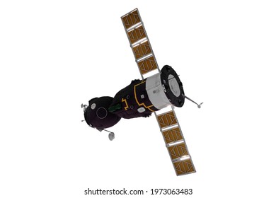 Spacecraft Model. Orbital Station, Orbital Artificial Earth Satellite Isolated On White Background.