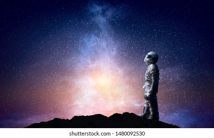 Spaceman And The Planet Earth Abstract Theme