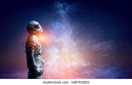 Spaceman And The Planet Earth Abstract Theme