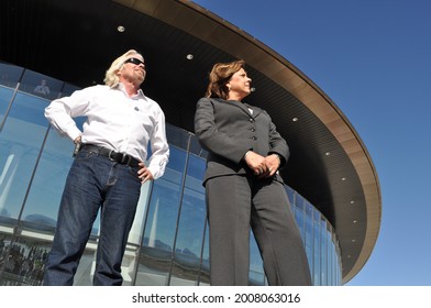 Spaceport America, New Mexico - October 17th, 2011 Keys To A New Dawn Event, Sir Richard Branson, Virgin Galactic, Governor Susana Martinez In Front Of Spaceport America Hanger