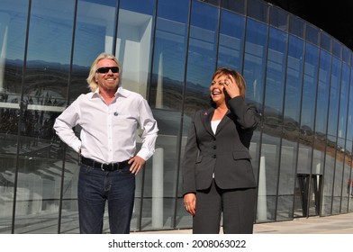 Spaceport America, New Mexico - October 17th, 2011 Keys To A New Dawn Event, Sir Richard Branson, Virgin Galactic, Governor Susana Martinez In Front Of Spaceport America Hanger