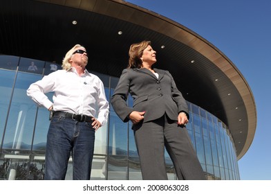 Spaceport America, New Mexico - October 17th, 2011 Keys To A New Dawn Event, Sir Richard Branson, Virgin Galactic, Governor Susana Martinez In Front Of Spaceport America Hanger