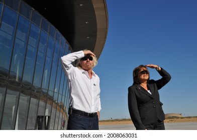 Spaceport America, New Mexico - October 17th, 2011 Keys To A New Dawn Event, Sir Richard Branson, Virgin Galactic, Governor Susana Martinez In Front Of Spaceport America Hanger