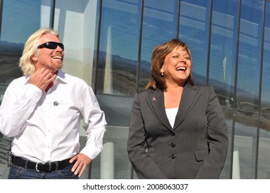 Spaceport America, New Mexico - October 17th, 2011 Keys To A New Dawn Event, Sir Richard Branson, Virgin Galactic, Governor Susana Martinez In Front Of Spaceport America Hanger