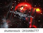 Spaceship above the earth. The elements of this image furnished by NASA.