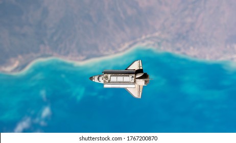 Spaceship in the atmosphere matte painting - Shutterstock ID 1767200870