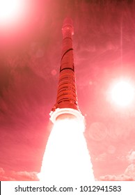 Spaceship launch in clouds.  The elements of this image furnished by NASA.
