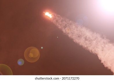 Spaceship launch. The elements of this image furnished by NASA.