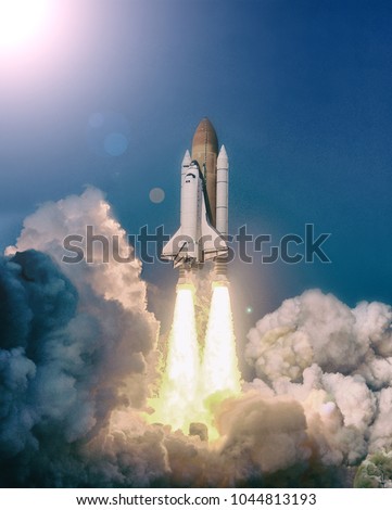 Spaceship launch. The elements of this image furnished by NASA.