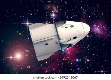 Spaceship in outer space. The elements of this image furnished by NASA.