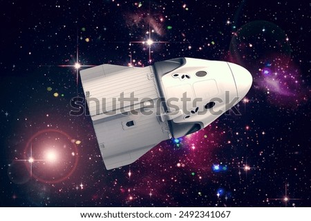 Spaceship in outer space. The elements of this image furnished by NASA.