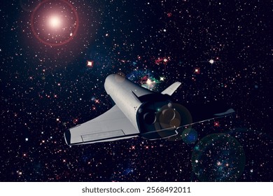 Spaceship in space. The elements of this image furnished by NASA.