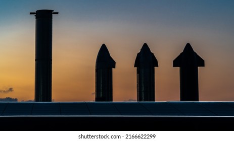 The SpaceX Rocket Garden In Texas At Sunset