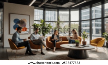 Similar – Group of young adults having business meeting in start up office