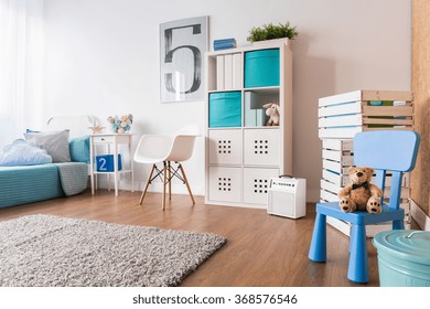 Spacious Interior For Child With Flooring, Carpet And New Furniture