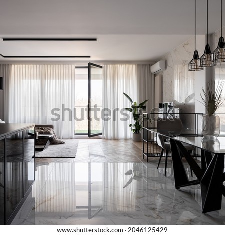 Similar – Image, Stock Photo Houseplants behind the curtain