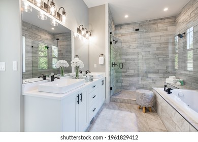 Spacious Master Bathroom With Robe