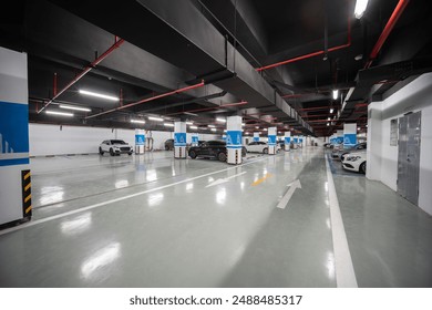 Spacious Modern Underground Parking Garage - Powered by Shutterstock