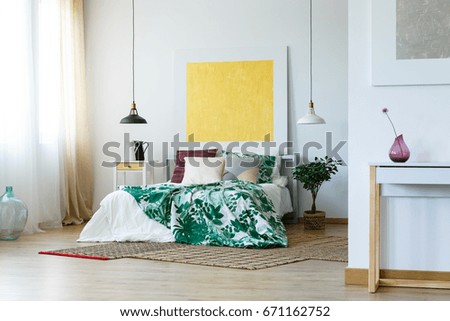 Spacious Nice Bedroom Contemporary Monochromatic Artworks