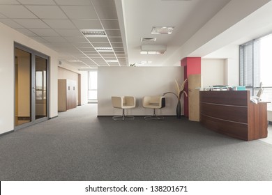 Spacious room in an office building, modern interior