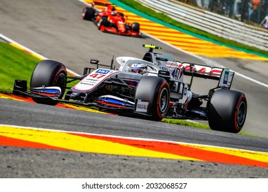 Spa-Francorchamps, Belgium. 27-29 August 2021. F1 Rolex Belgian Grand Prix 2021. Practice. Mick Schumacher, Haas.