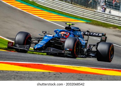 Spa-Francorchamps, Belgium. 27-29 August 2021. F1 Rolex Belgian Grand Prix 2021. Practice. Esteban Ocon, Alpine.