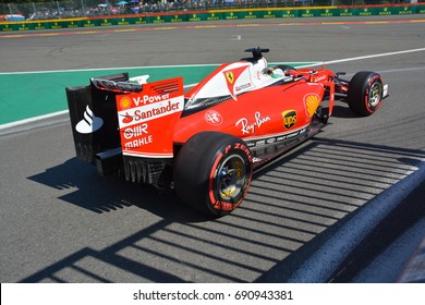 SPA-FRANCORCHAMPS, BELGIUM - AUGUST 27: German race car driver Sebastian Vettel (Ferrari) during the Belgian Formula 1 Grand Prix at Spa-Francorchamps on August 27, 2016 in Spa-Francorchamps, Belgium.