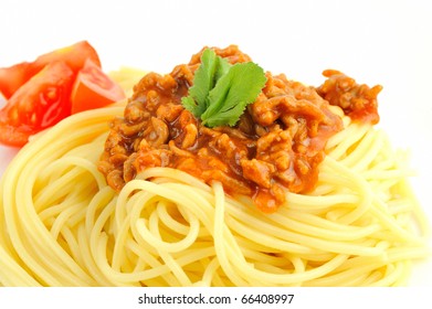 Spagetti Mit Bolognese Sauce Und Tomaten