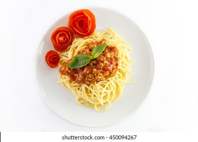 Spaghetti Bolognese Isolated On White Background 