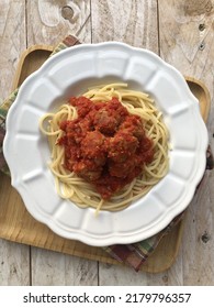 Spaghetti Bolognese Polpette Sugo Cooking 