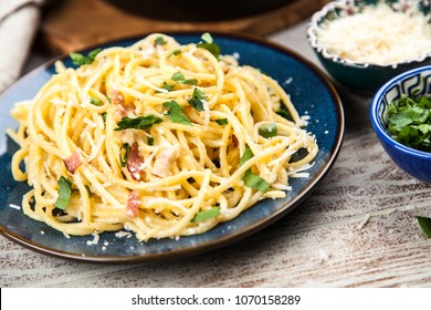 Spaghetti Carbonara With Egg And Pancetta