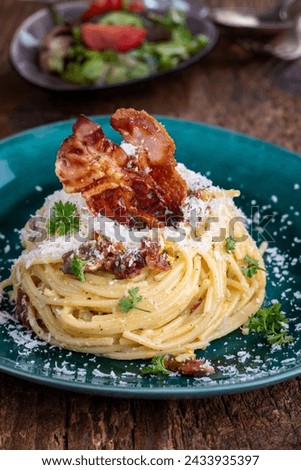 Similar – Foto Bild Klassische Spaghetti Carbonara auf weißem Teller