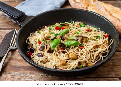 spaghetti with fresh vegetables  for vegan people - Shutterstock ID 1092100988