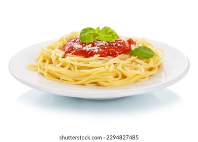 Spaghetti isolated on a white background eat meal from Italy pasta lunch with tomato sauce