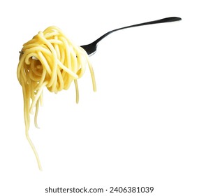 Spaghetti pasta isolated with clipping path, no shadow in white background, cooking ingredient