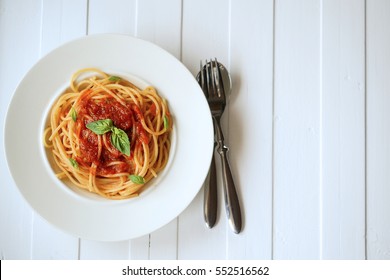 Spaghetti Pasta With Tomato Sauce.