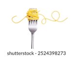 spaghetti rolled on fork with clipping paths abstract white background