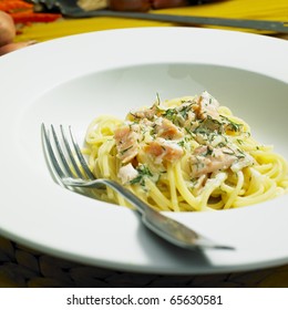 Spaghetti With Smoked Salmon And Dill