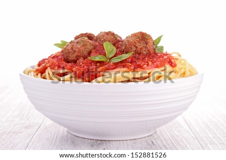 spaghetti with tomato sauce and meatballs
